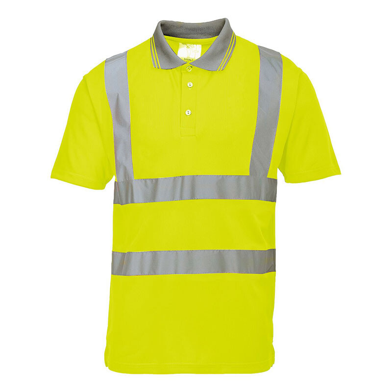 PortWest Class 2 Hi Vis Yellow Short Sleeve Polo S477